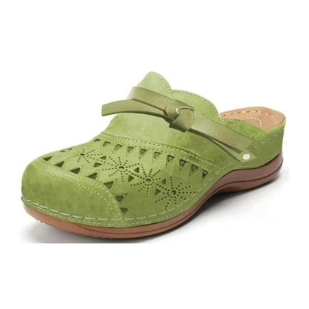 

BRISEZZS Womens Slide Sandals- Plus Open Toe Bowknot Hollow Casual New Style Summer Flat Slide Sandals #569 Green-41