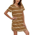 thumbnail image 1 of SHIXIAOO Chemise de Nuit à Manches Courtes pour Femmes à Rayures Imprimées Col Rond Mignonne Robe de Nuit Confortable Robe de Nuit Chemise de Nuit 1x Grande Taille Chemise de Nuit Douce et Fraîche Pyjama Chemise de Sommeil pour Femmes Dame et le, 1 of 4