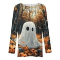 thumbnail image 4 of Fznquz Tunic Womens Tops Dressy Casual Halloween Crewneck Tops Cute Long Sleeve Graphic Womens Shirts, 4 of 5