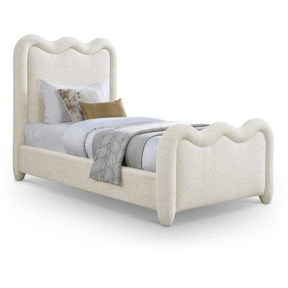 Meridian Furniture Gavin Cream Chenille Fabric Twin Bed
