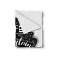 thumbnail image 2 of Eat Dessert First Soft Flannel Fleece Blanket, Life is Uncertain Happy Food Themed Typography on Abstract Cake, Cozy Plush for Indoor and Outdoor Use, 50" x 60", Charcoal Grey White, by Ambesonne, 2 of 5
