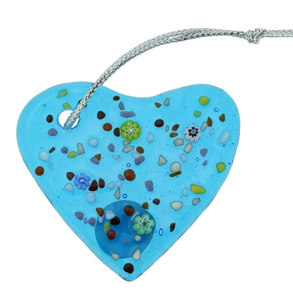 GlassOfVenice Murano Glass Heart Christmas Ornament - Aqua