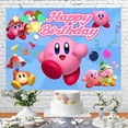 thumbnail image 2 of Fondo de fiesta con temática de Star Kirbyed, decoración de cumpleaños, recuerdos para el primer cumpleaños de niñas, figuras de anime, suministros para fiestas, pancarta de fondo, 2 of 3