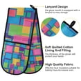 thumbnail image 2 of Yayeee Double Oven Mitt Kitchen Heat Resistant Baking 35" x7" Quilted Glove, Colorful Geometric Pattern, 2 of 6
