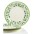 thumbnail image 6 of Lenox Holiday 4-piece Melamine Dinner Plate Set, Holly Motif, 6 of 7