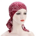 thumbnail image 2 of Uooqdmx Headbands for Women, Turbans for Women Women's Casual Turban Hat Floral Cap Cap Printed Muslim Headwear Head Baseball Caps Chemo Hat, Bandana Red One Size, 2 of 3