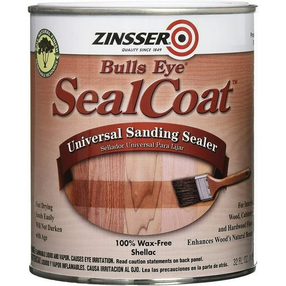 Zinsser Bulls Eye Sealcoat Universal Sanding Sealer - Shellac - 1-Quart, Clear