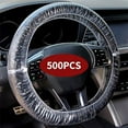 thumbnail image 2 of 500PCS Universal Disposable Steering Wheel Cover Plastic Transparent Car Steering Wheel Covers with Elastic Trims for Steering Wheels, 2 of 4