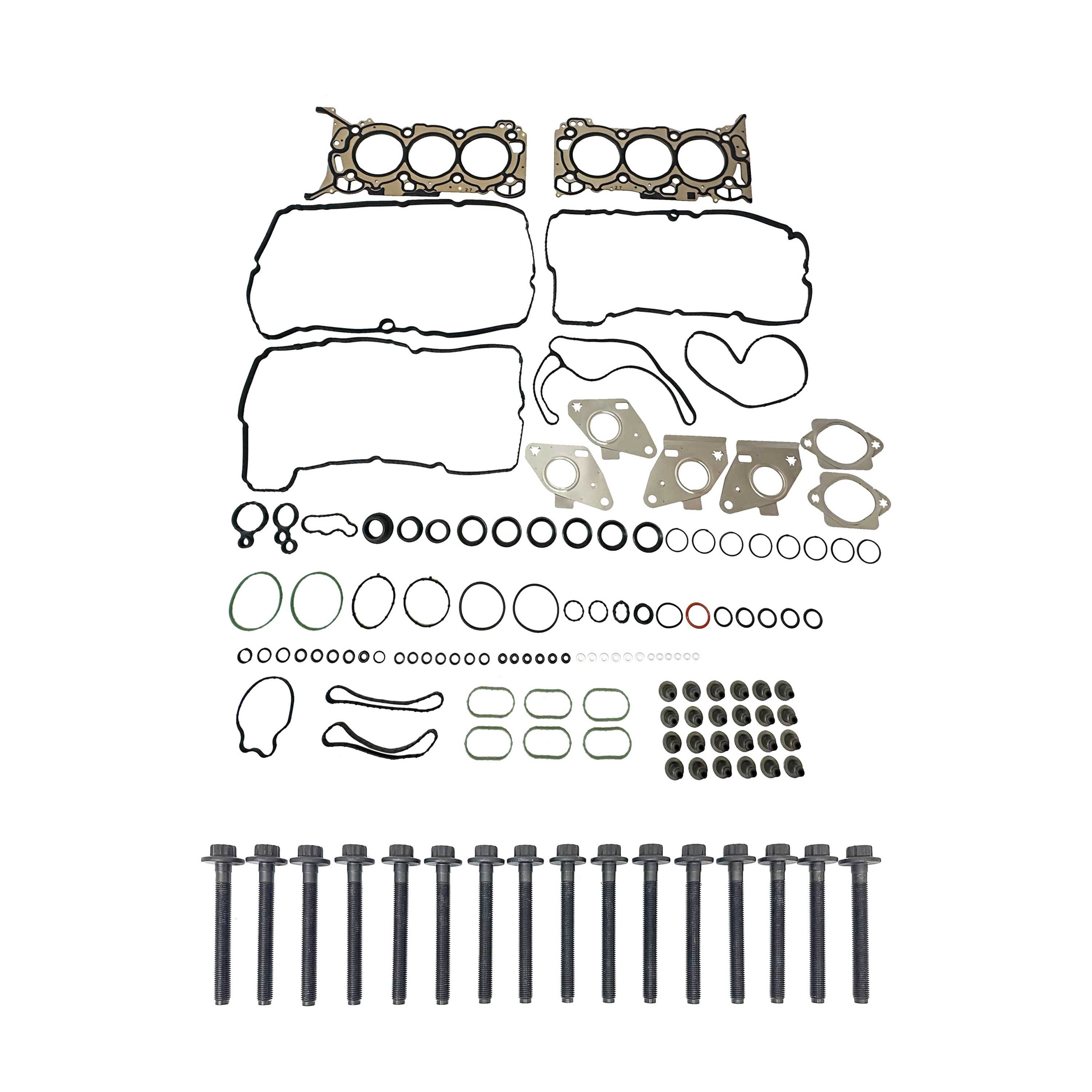 DNJ HGB4321 Cylinder Head Gasket Set with Head Bolt Kit 15-22 Ford Lincoln Edge Explorer F-150 Fusion Aviator Continental Nautilus 2.7L 3.0L 24V V6 DOHC