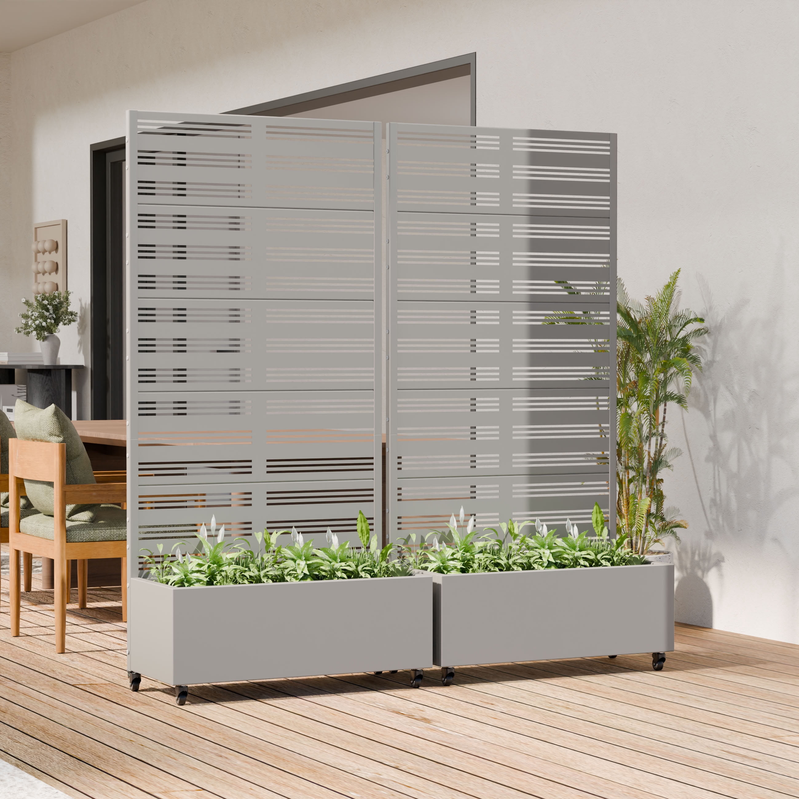 MAYEERTY 72*35in Outdoor Metal Planter Box, Durable Raised Garden Planter, Decorative Patio Planter Box for Balcony, Garden, Backyard