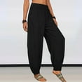thumbnail image 4 of Sweatpants for Golf, Athletic, Lounge, Travel, Work Casual Pants for Women Womens Casual Solid Color Loose Pockets Elastic High Waist Pants Long Trousers Women's 2025 Pants, 4 of 7