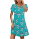 thumbnail image 2 of Puntoco Vestido De Cuello Redondo De Manga Corta Suelto Informal Estampado Del Día De La Independencia De Verano Para Mujer Verde Menta Xxl,Regalos Para Mujer Joven, 2 of 5