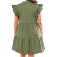 thumbnail image 2 of Plus Size Women V-neck Short Sleeve A Line Ruffle Mini Dress, 2 of 5