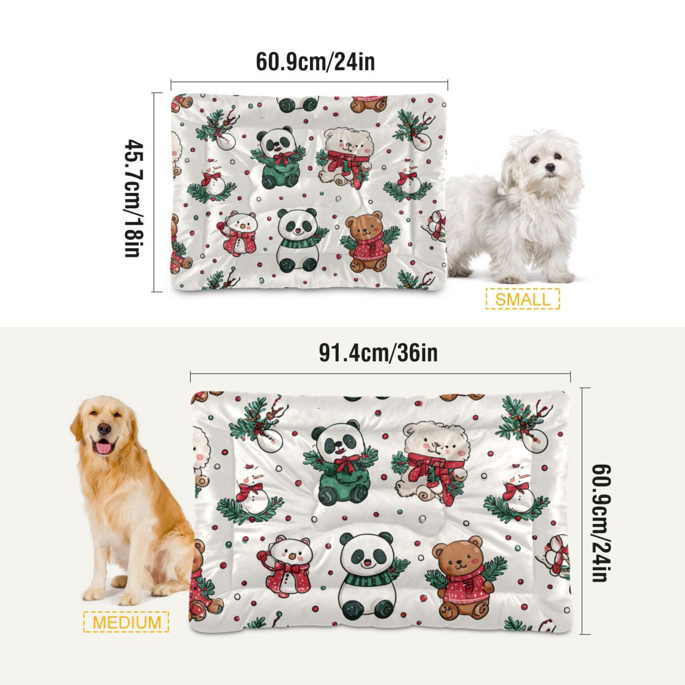 Cozy Mat Pet Bed Indoor Outdoor Warm Soft For Cat Dog Puppy(S/M) Cute Christmas Bear