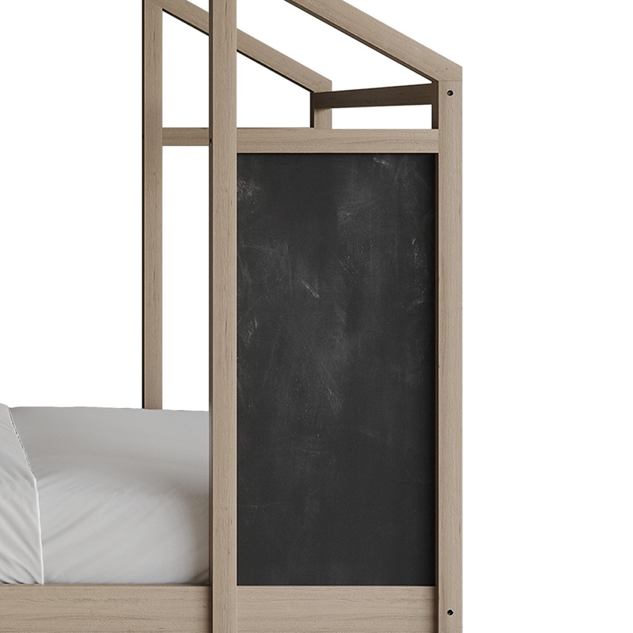 Castle Place Mid-Century Wooden Canopy Bed, Antique Grey