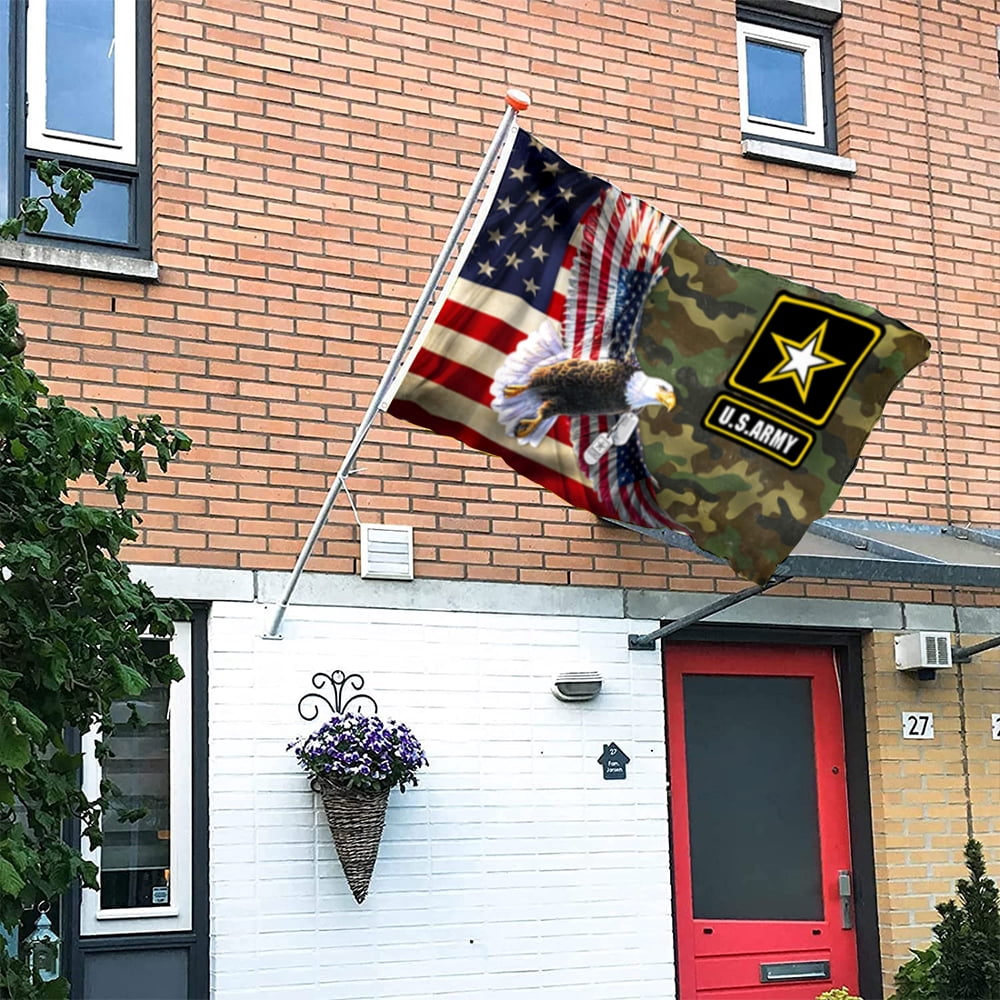 Double Sided U.S. Army American Eagle Veteran Flag 3ply Polyester United States Naval Military 3x5 FT Indoor Outdoor Banner