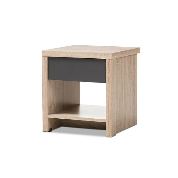 Baxton Studio Jamie Modern and Contemporary Two-Tone Oak and Grey Wood 1-Drawer 1-Shelf Nightstand