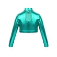 thumbnail image 2 of CHICTRY Kids Girls Long Sleeves Glossy Crop Top for Dancing Performance,Sizes 6-14, 2 of 5