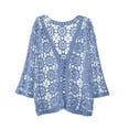 thumbnail image 3 of Yuhangmm Summer Cardigans for Women Women's Cardigan Elegant Lace Shirt Jacket with Tie Front Cardigan Women's Cardigan Sky Blue One Size, 3 of 3