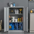 thumbnail image 3 of Bellemave Metal Storage Cabinet with Locking Doors and 2 Adjustable Shelf, Folding Filing Storage Cabinet, Lockable File Cabinet Metal Locker for Home Office, School, Garage, Gray, 3 of 19