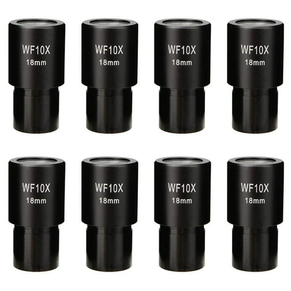 8 Pcs 10X Microscope Eyepiece Wide Angle Optical Lenses Adapter Field 18mm Professional Ocular Lens Standard