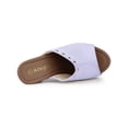 thumbnail image 4 of BLISSFUL STEP Chaussures pour Femmes à Plateforme à Talons Épais à Bout Ouvert à Rivets en Faux Suède Sandales à Enfiler Violet 6,5, 4 of 7