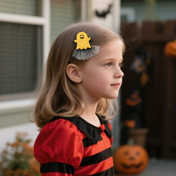 Halloween Pumpkin Hair Clip Party Head Decoration Mesh Barrettes Accessories for Girls Women Dress Up