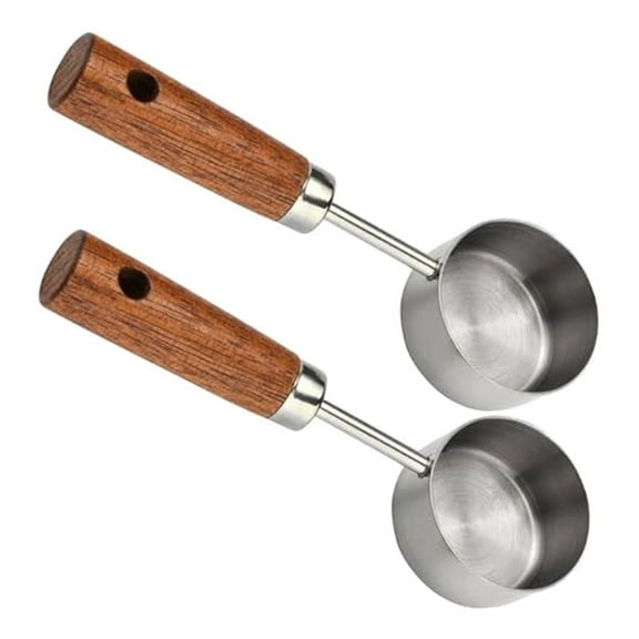 Stainless Steel Coffee Scoop for Ground Coffee, 15ml Measuring with Woodle Handle Spoons-B