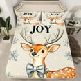 thumbnail image 2 of Feelyou Cartoon Reindeer Twin Sheet Sets, Christmas Snowflake Twin Fitted Sheet, Cute Deer Animal Flat Sheet, Luxury Bedroom Decor,3-Piece, 2 of 7