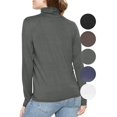 thumbnail image 3 of Stretch Is Comfort Women's Relaxed Long Sleeve Turtleneck Top Charcoal Gray Small, 3 of 7