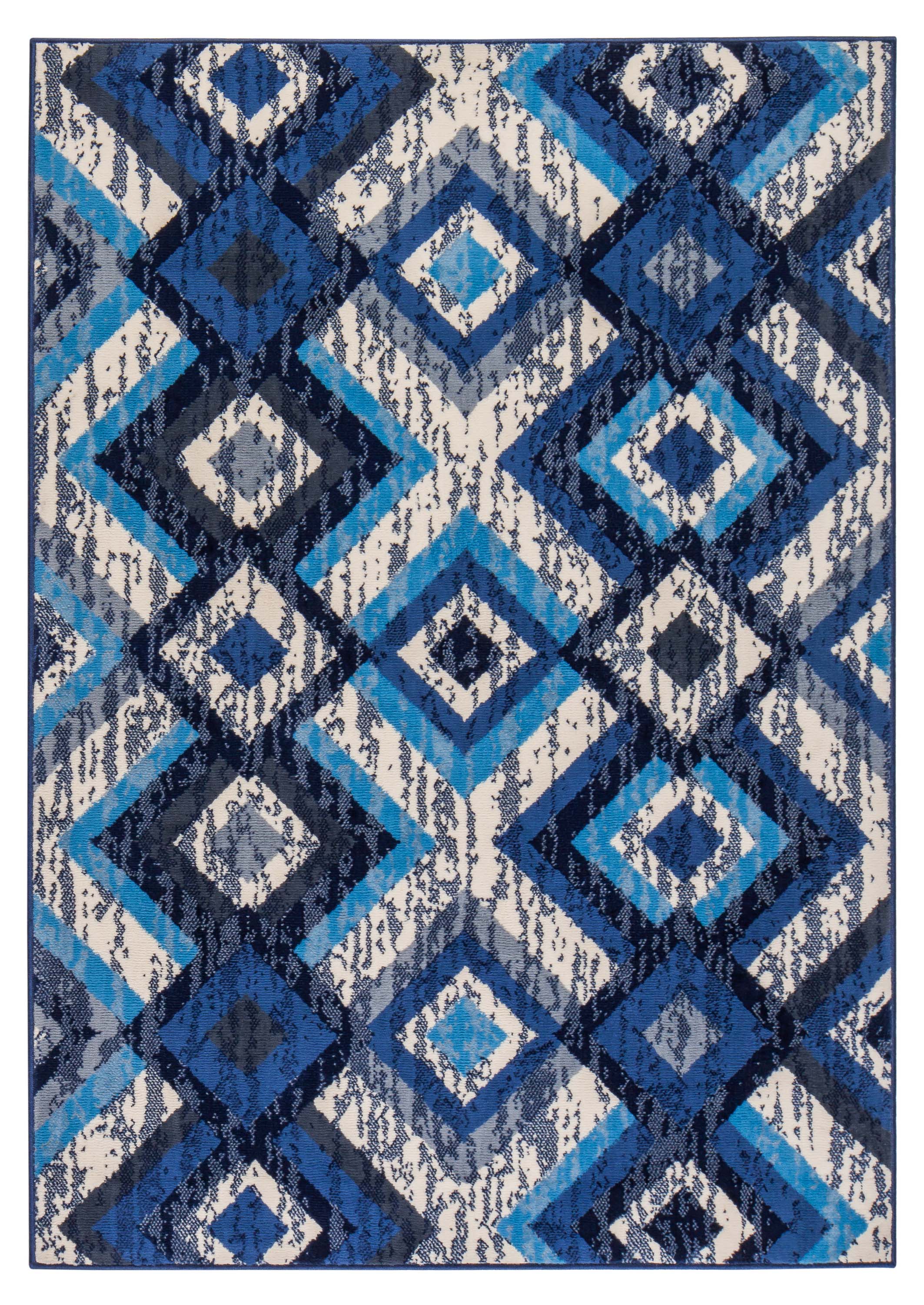 Global Blue and Gray Multi Diamond Rug