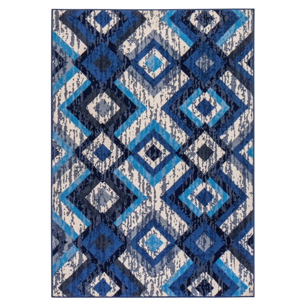 Global Blue and Gray Multi Diamond Rug