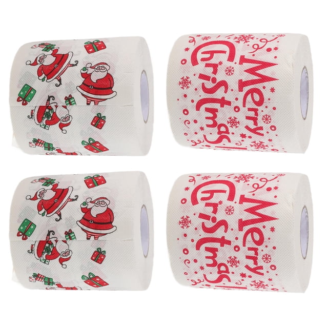 unbranded 4 Rolls Christmas Toilet Paper Christmas Paper Decor Assorted Color Enhanced Durability for Bathroom Decor