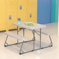 thumbnail image 3 of Emma + Oliver Kid's Gray Easy Fold Waterproof, Stain and Impact Resistant Plastic Picnic Table with Benches and Gray Steel Tube Frame, 3 of 12