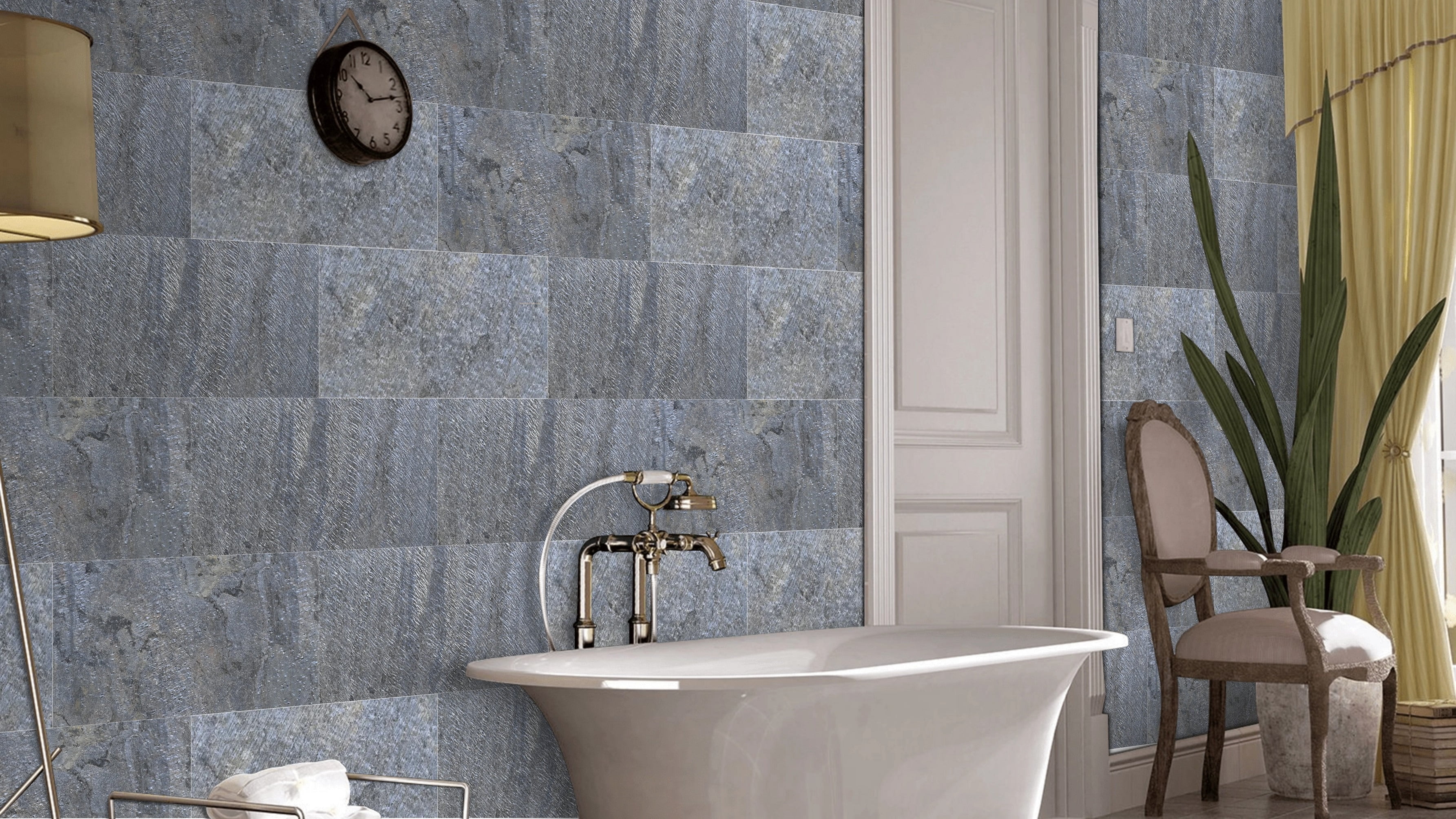 Dundee Deco Veneer Wall Panels, Peel and Stick DIY Slate Stone Finish Tiles for Wall or Backsplash, Made with Real Stone in Dazzle Green, Set of 5, Covers 9.5 sq ft