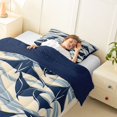 thumbnail image 4 of Manfei Abstract Manta Ray Twin Comforter Sets, Ocean Wave Bedding Set, Cream Navy, Blue Reversible, 2 Pieces, 1 Comforter and 1 Pillowcase, 4 of 7