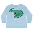 thumbnail image 3 of Inktastic Cute Sleepy Alligator Green Alligator Design Boys or Girls Long Sleeve Toddler T-Shirt, 3 of 5