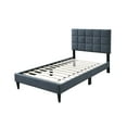 thumbnail image 2 of Poundex Adjustable Headboard Twin Bed Frame in Brushed Linen Charcoal, 2 of 3
