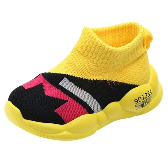 FRSASU Kids Shoes Clearance Toddler Infant Boys Mesh Soft Sole Sport Shoes Sneakers Yellow 9 M(25)