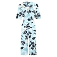 thumbnail image 2 of TaTaai Women's Summer Random Floral Print Casual Jumpsuit Short Sleeve V-Neck Back Zipper Closure Side Pockets Soft Lightweight Polyester Long Jumpsuit for Daily Spring Wear Gift, 2 of 5