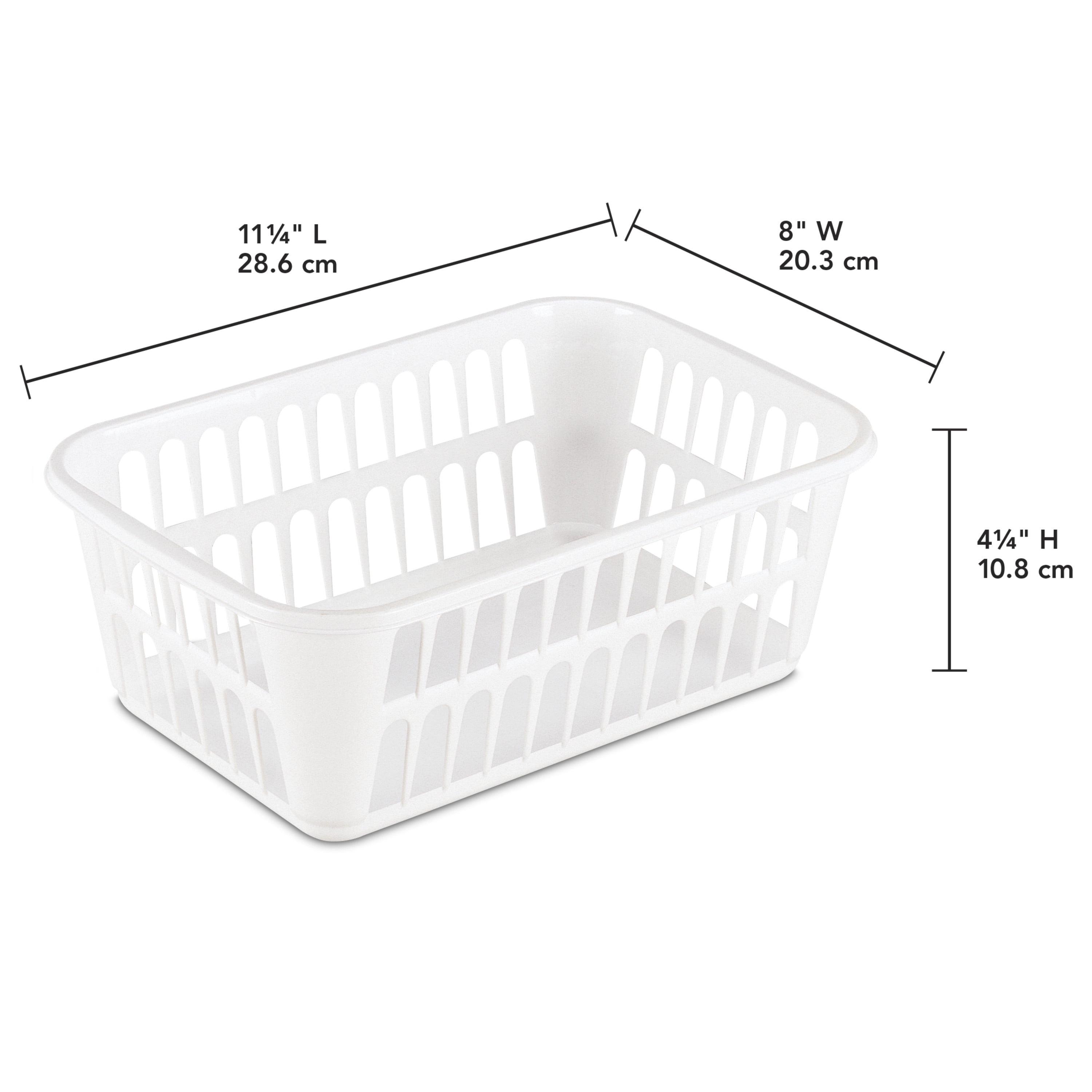 Eslite Plastic Storage Baskets for Organizing,11.42X9X4.7,Pack of 4  (White)