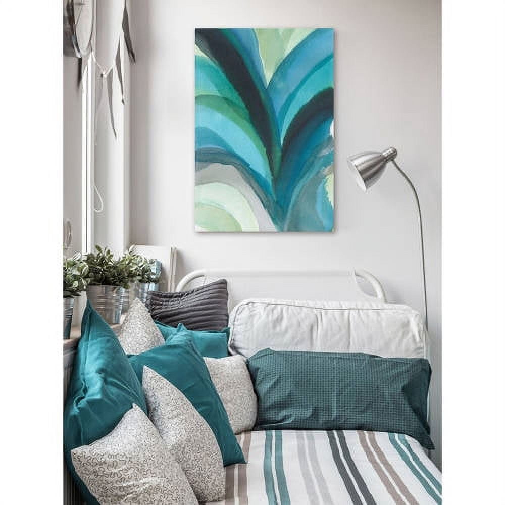 Marmont Hill "Blue Leaf Splash" Painting Print on Wrapped Canvas