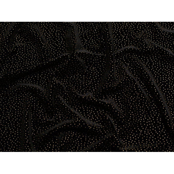 Minerva Metallic Velvet Stretch Knit Fabric Black & Gold - per yard
