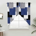 thumbnail image 5 of Navy Blue Grey Black Geometric Kitchen Window Curtains, Swag Curtains Valance for Bedroom Living Room Bathroom, Middle Century Art Abstract Aesthetics Rod Pocket Window Block Drapes 2 Panels 36"x36", 5 of 9