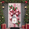 thumbnail image 6 of Pink Striped Merry Christmas Banner Satin Bow Christmas Display Holly Leaves Red Berries Holiday Backdrop for Christmas Party Indoor Celebration Xmas Gathering, 6 of 9