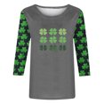 thumbnail image 4 of Camiseta de Cuello Redondo de Impresión Casual de Manga Superior de 3/4 de las Mujeres, Poliéster Ligero para la Fiesta de Verano de Primavera Y Diario, 4 of 8