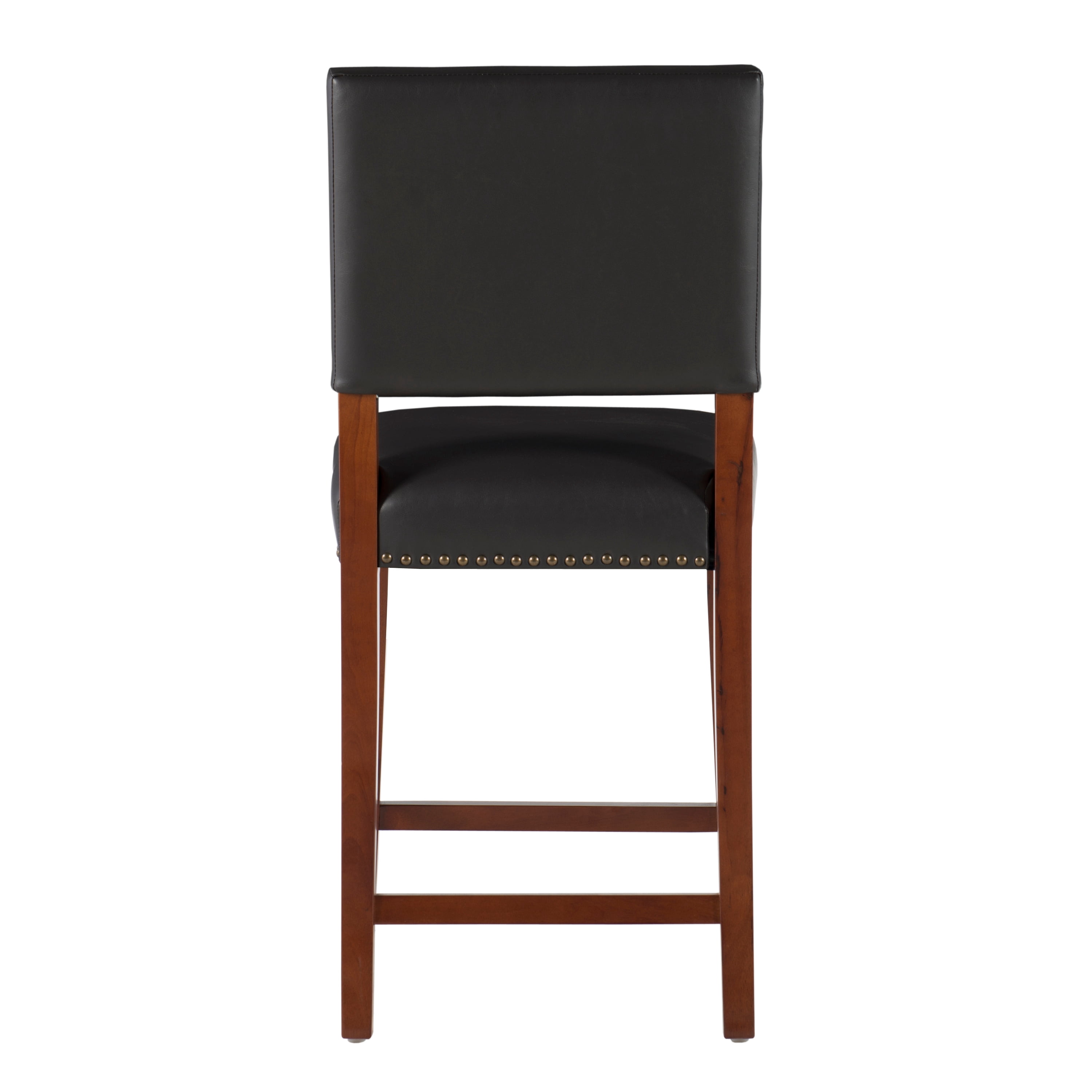 Linon Bristol 24" Indoor Wood Counter Stool, Black Faux Leather