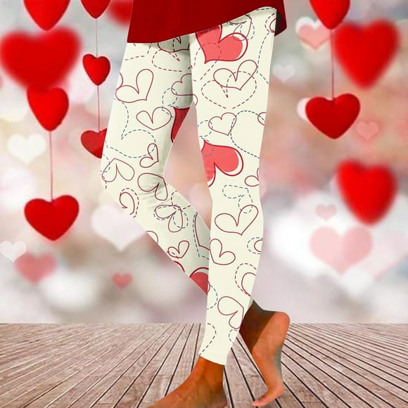 Flywake Pantalon de Yoga de Jour Valentine pour les Femmes Mode Casual Femmes Imprimé Gradient Span Dames Taille Haute Pantalon Large Pantalon de Yoga Pantalon Long