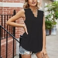 thumbnail image 4 of Royisotas Plus Size Tank Tops Black Casual Summer Sleeveless Womens Camisoles V-Neck Lace Patchwork Solid Color Cami Tops for Women, 4 of 5