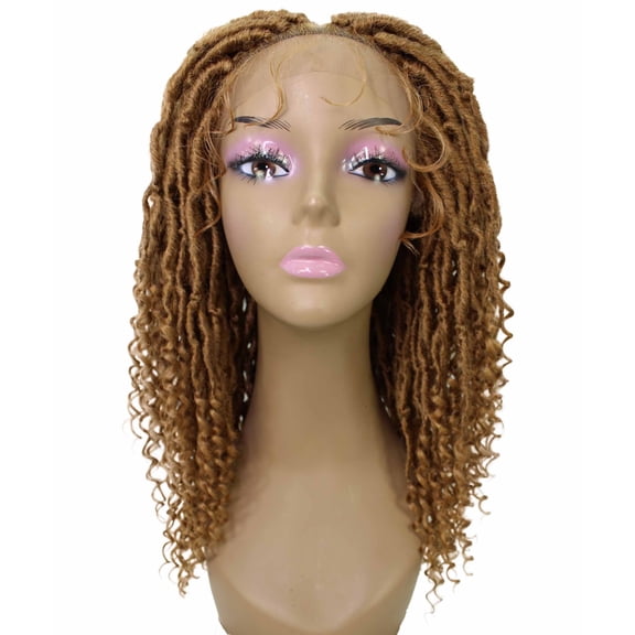 LUXLUXE Angel Curly Locs 20 in Long 4X4 Hand Tied Lace Braid Braided Wig, Beauty Heat Resistant Fiber,